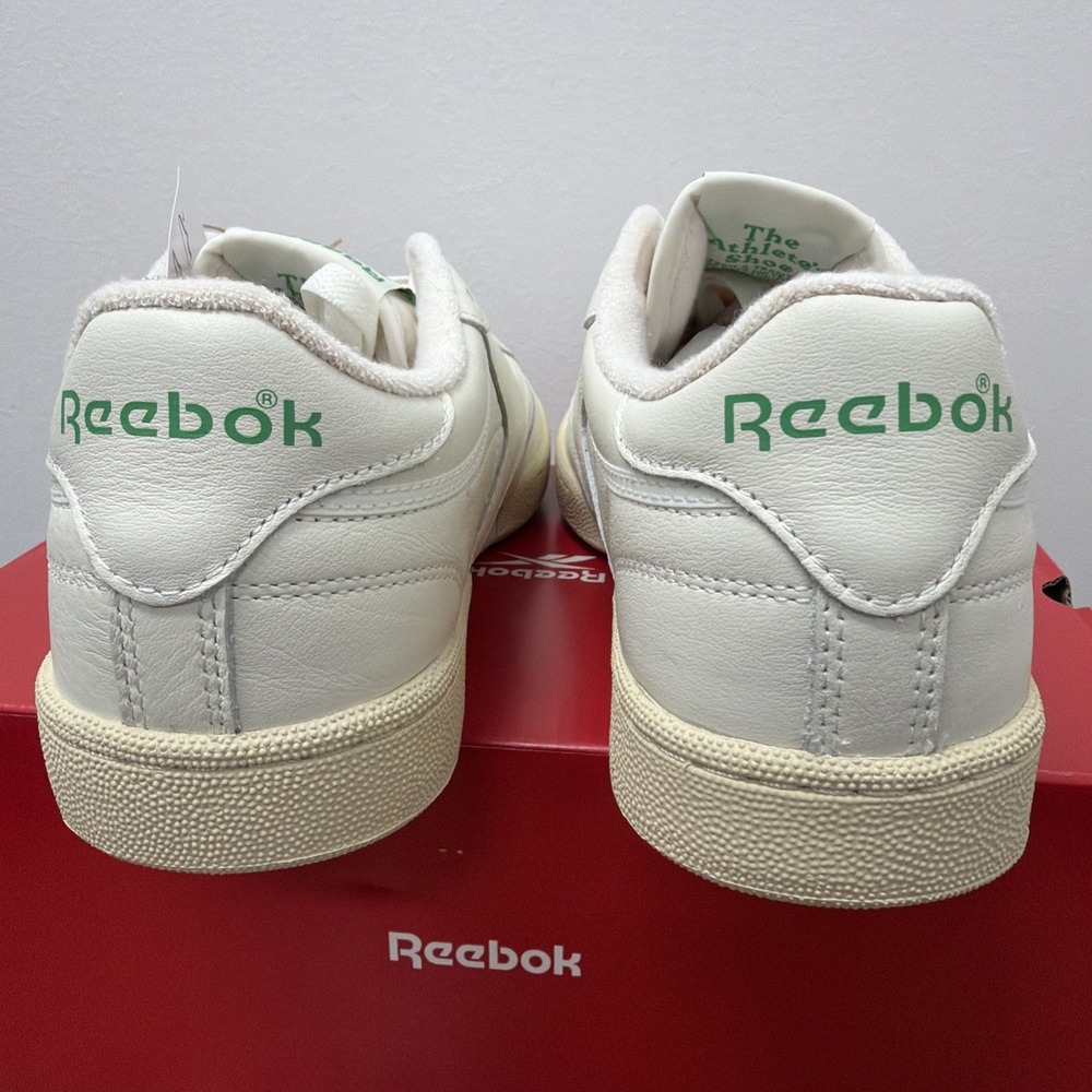 Reebok Classic Leather Sneakers in Off-White with Green Accents - Picture 7 of 12